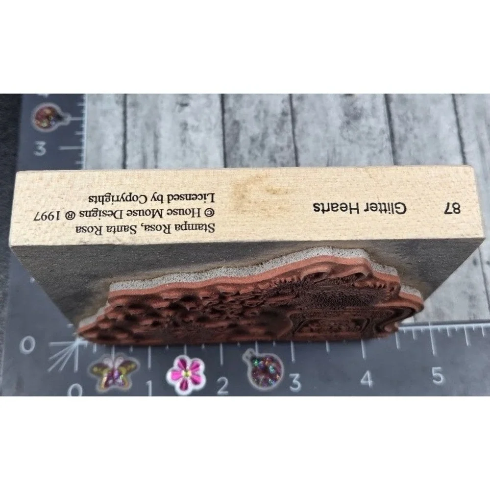 Stampa Rose House Mouse Glitter Hearts 1997 Rubber Stamp Wood #E24
